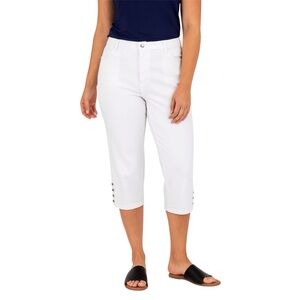 NYDJ Jeans Size 14 Marilyn Straight Crop Capri White Lift Tuck Technology New